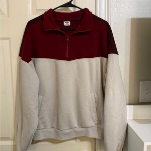Two-Tone Sweater - Burgundy and Cream